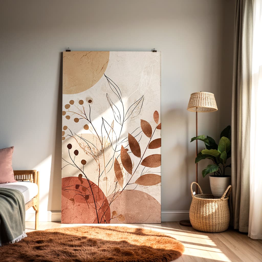Earthen Serenity – Abstract Botanical Line Art — alternate view