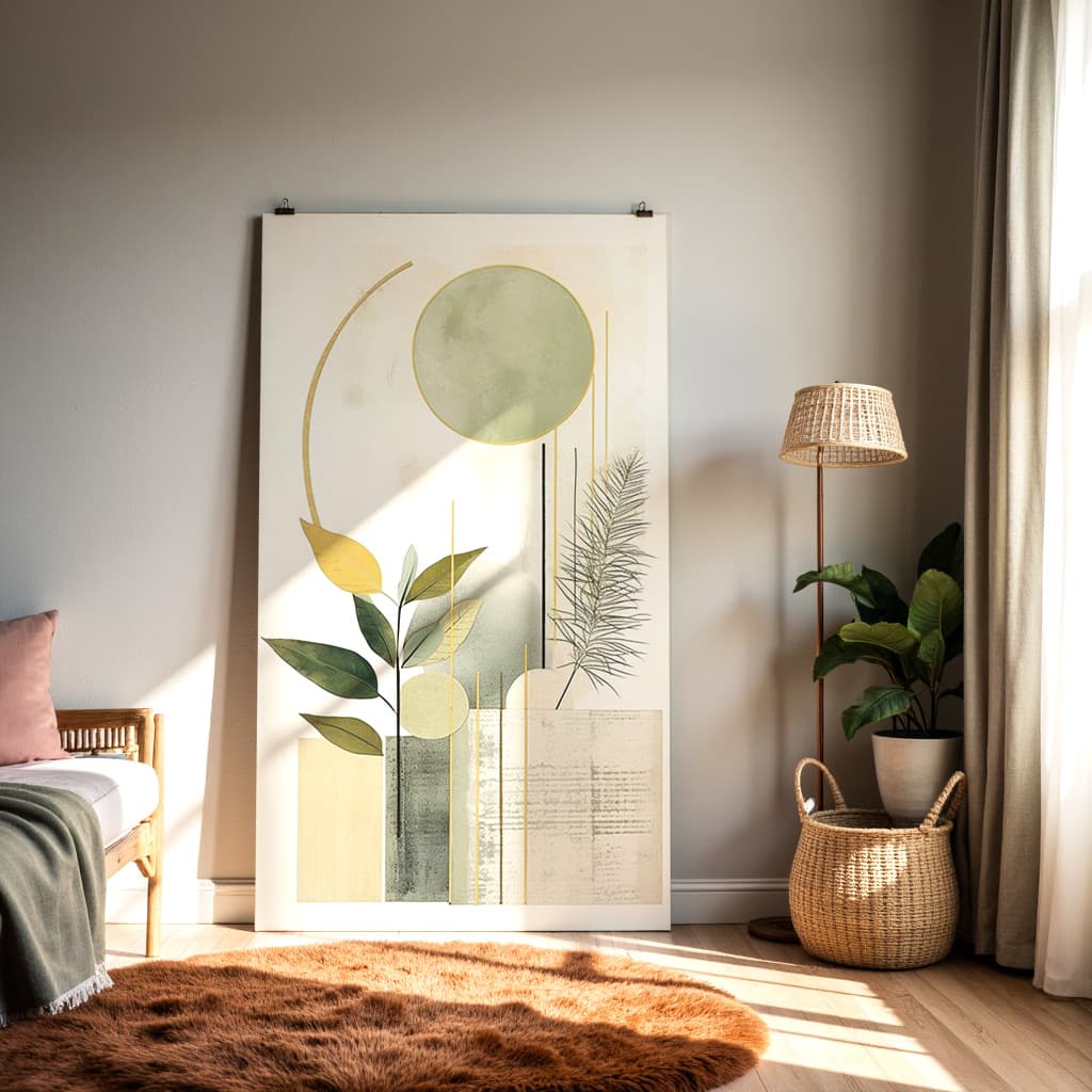 Abstract Botanical Geometry – Modern Minimalist Wall Art — alternate view