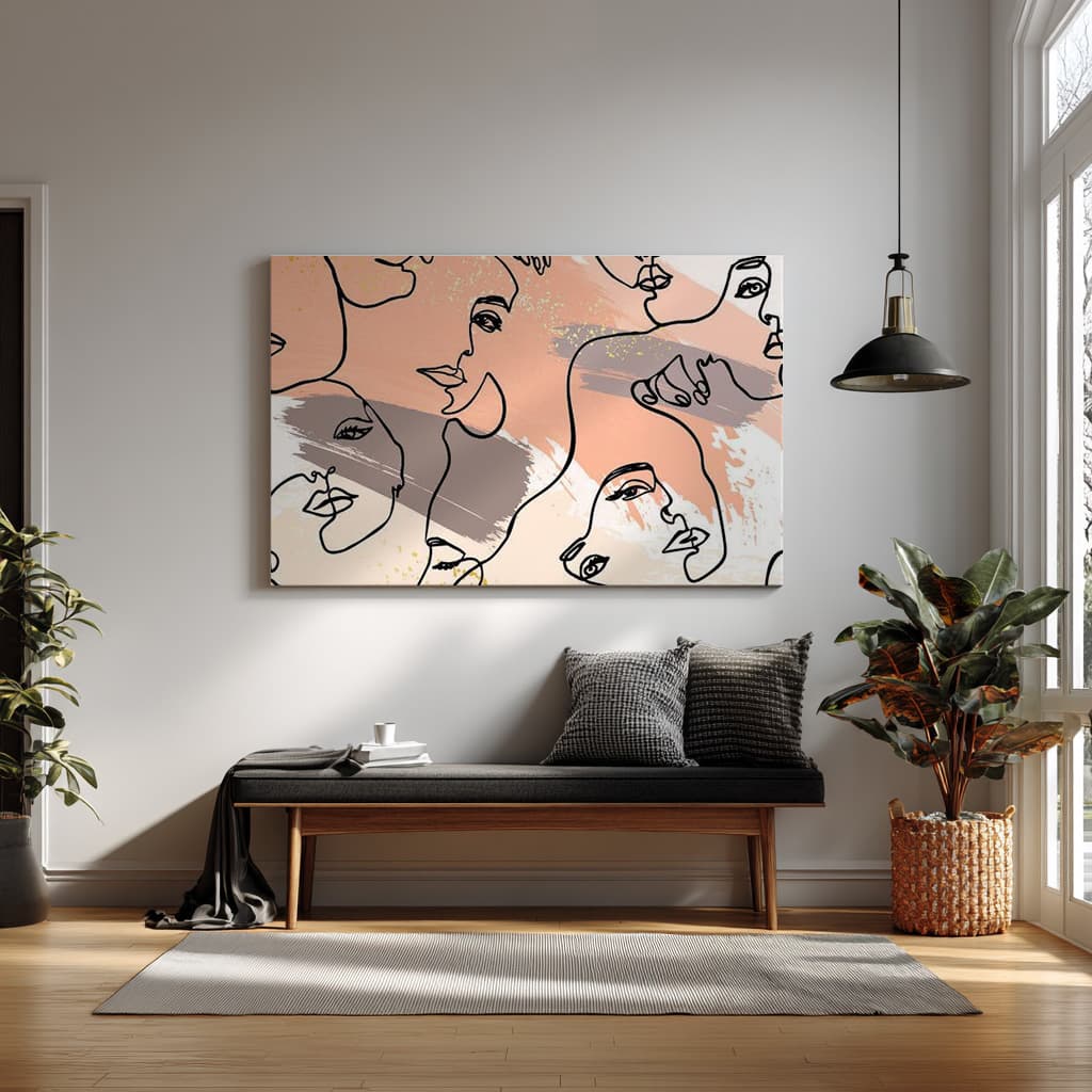 Abstract Line Faces Wall Art – Modern Minimal Aesthetic — alternate view