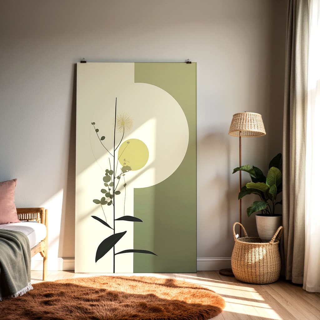 Modern Botanical Abstract Art Print – Minimalist Green Wall Décor — alternate view