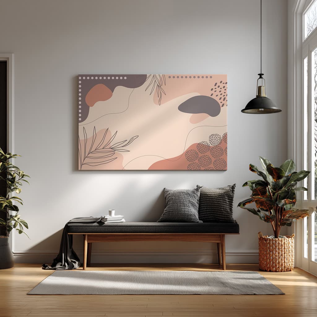 Abstract Neutral Botanical Art Print – Modern Minimalist Wall Décor — alternate view