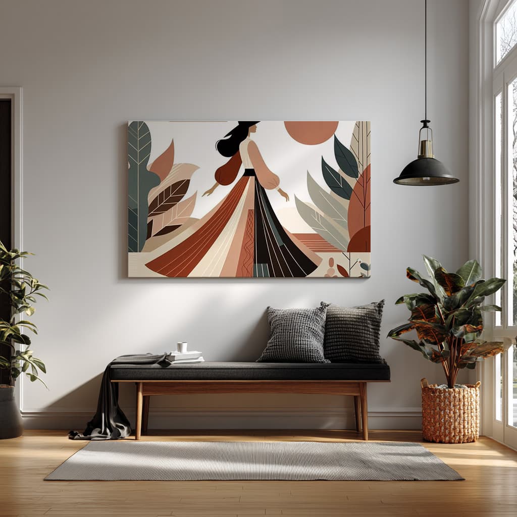 Stylish Woman Illustration Art Print – Modern Boho Wall Décor — alternate view