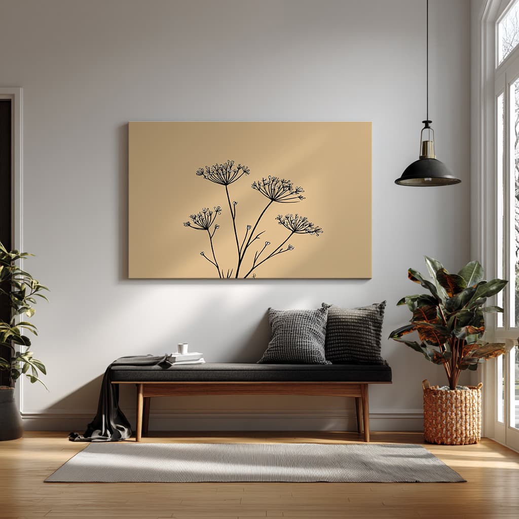 Minimalist Wildflower Line Art Print – Modern Botanical Wall Décor — alternate view