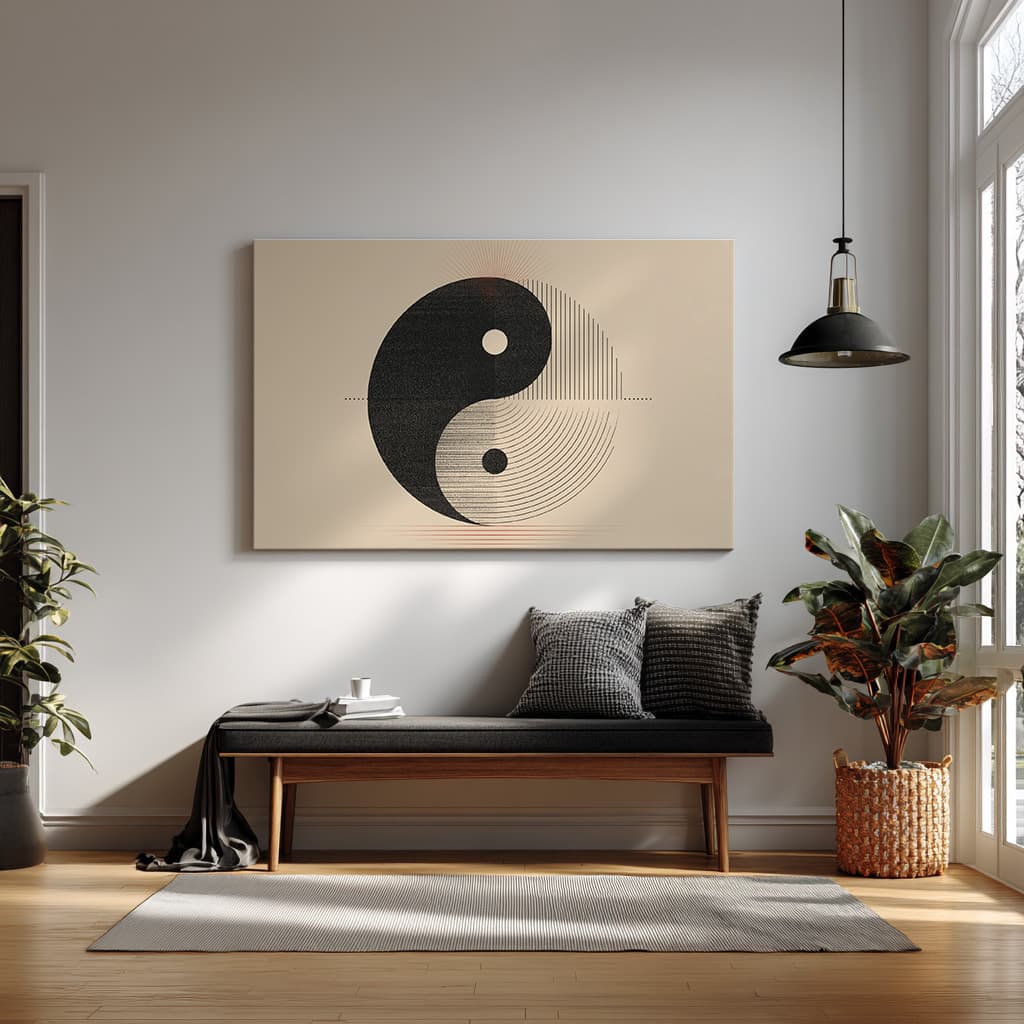 Modern Yin Yang Wall Art – Minimalist Balance Symbol Print — alternate view