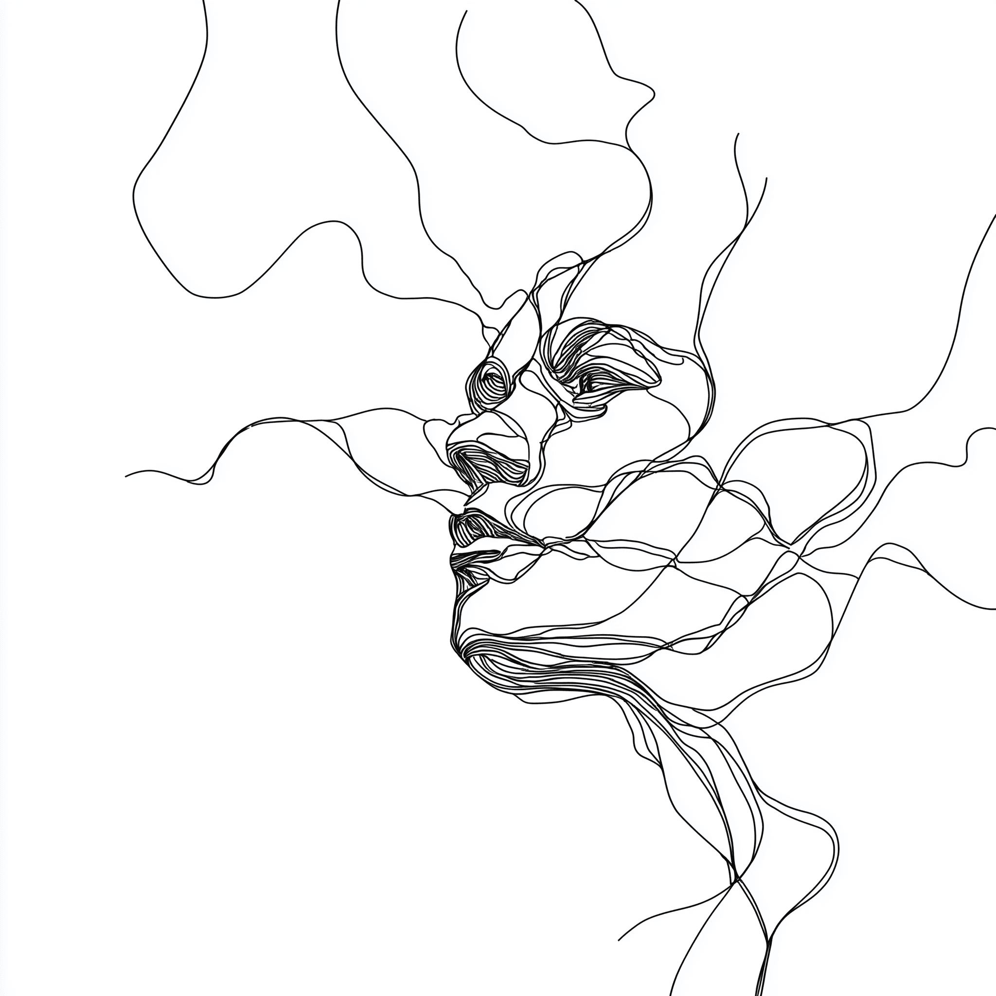 Abstract One-Line Face Drawing – Modern Minimalist Continuous Line Art Print