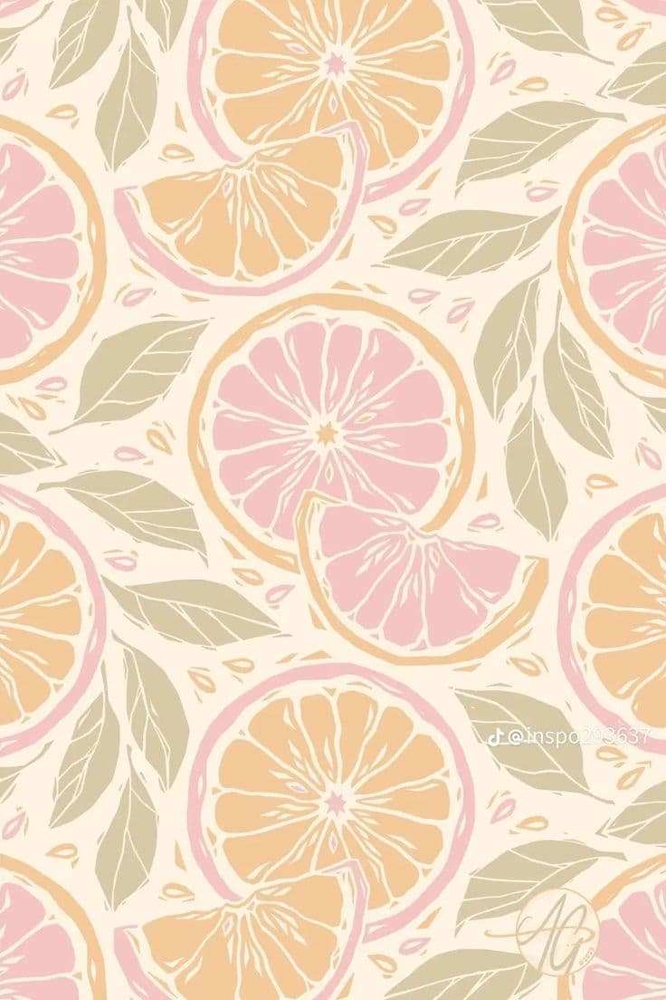 Retro Citrus Seamless Pattern – Pastel Orange & Grapefruit Printable Background