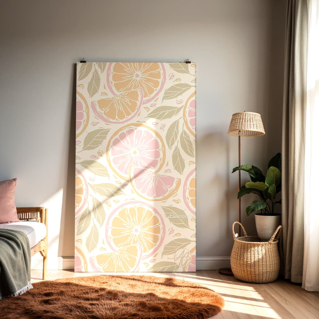 Retro Citrus Seamless Pattern – Pastel Orange & Grapefruit Printable Background — alternate view