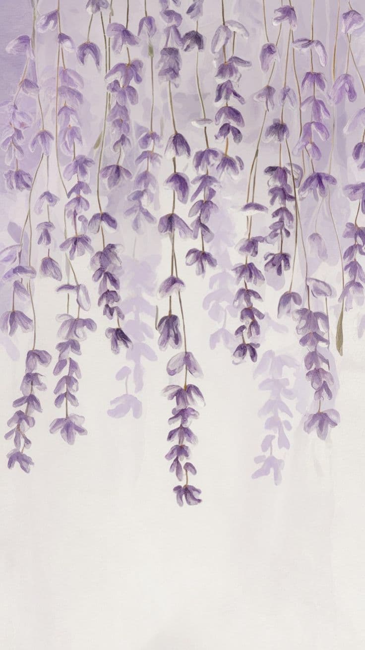 Lavender Hanging Flowers Watercolor Print – Cascading Purple Floral Wall Art, Soft Botanical Decor