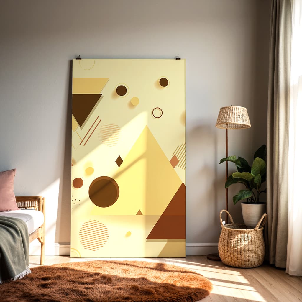 Modern Geometric Wall Art Print – Minimal Abstract Shapes in Warm Beige & Brown Tones — alternate view