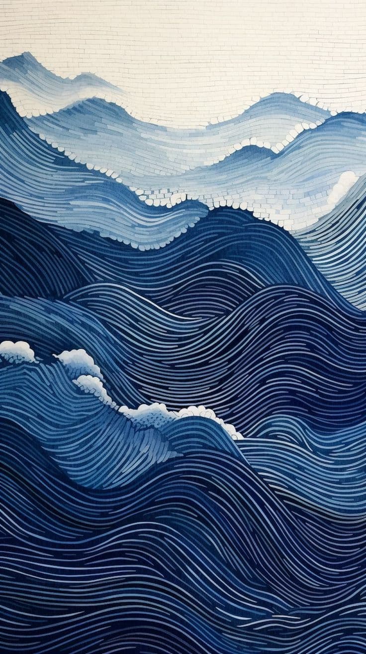 Blue Ocean Wave Abstract Art – Modern Coastal Wall Print