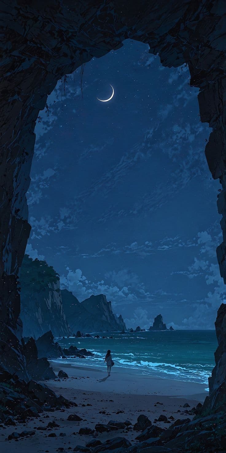 Moonlit Passageway by the Sea