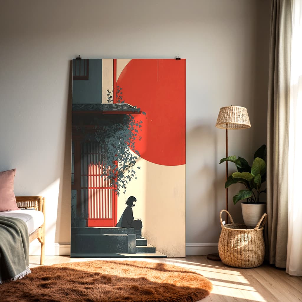 Zen Meditation Wall Art | Minimalist Monk in Meditation Artwork — alternate view