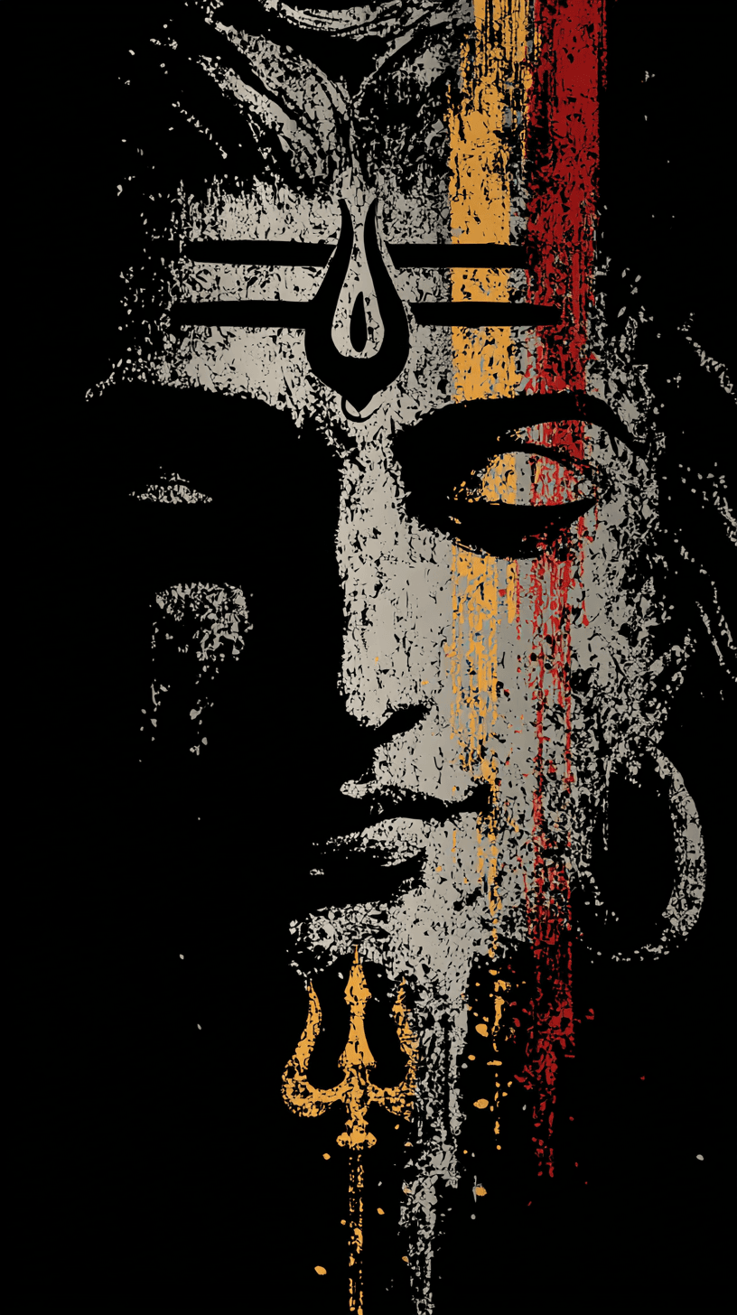 Shiva Trishul Abstract Wall Art
