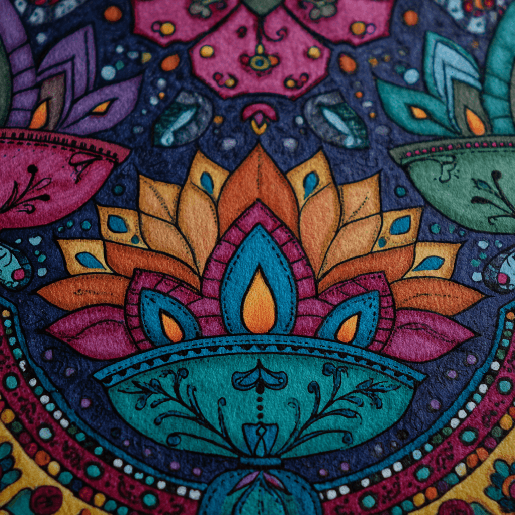 Colorful Mandala Lotus Wall Art