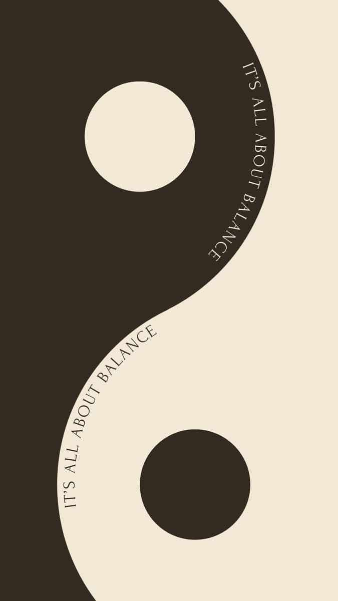 It’s All About Balance Wall Art – Minimalist Yin Yang Typography Print