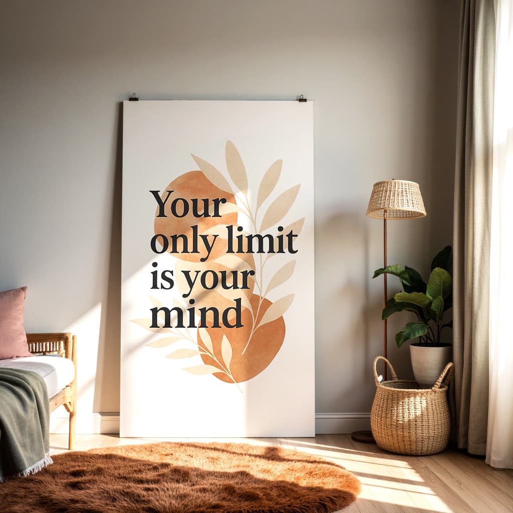 Inspirational Quote Wall Art – “Your Only Limit Is Your Mind” — alternate view